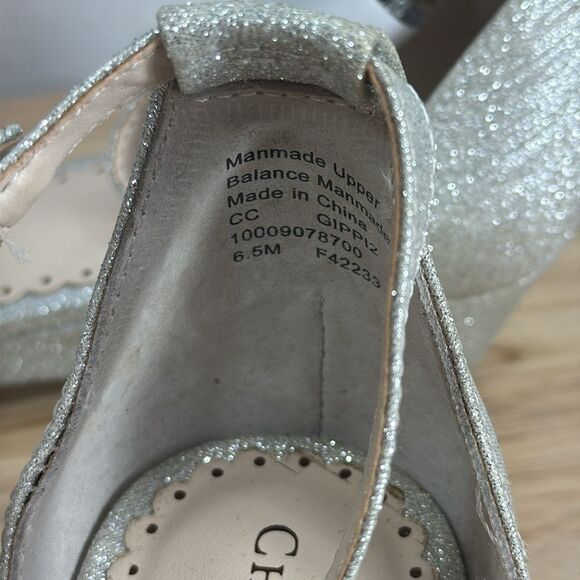 Charter Club Gippi Silver Sparkle Wedge Sandals size 6.5M - Picture 7 of 13